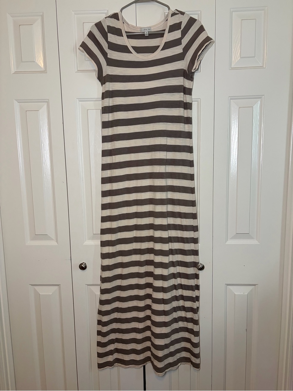 Forever 21 Taupe & Cream Striped Maxi Dress